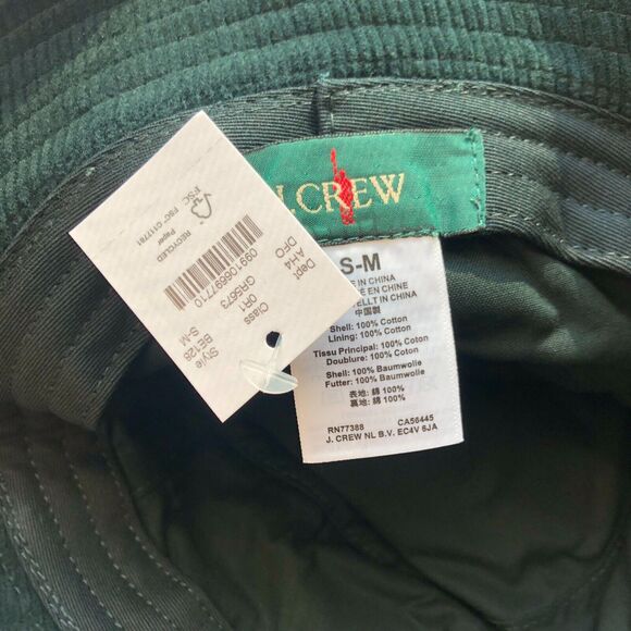 J.Crew‎ S-M Green Bucket Hat Cap Head Cover Corduroy NWT - Picture 3 of 5